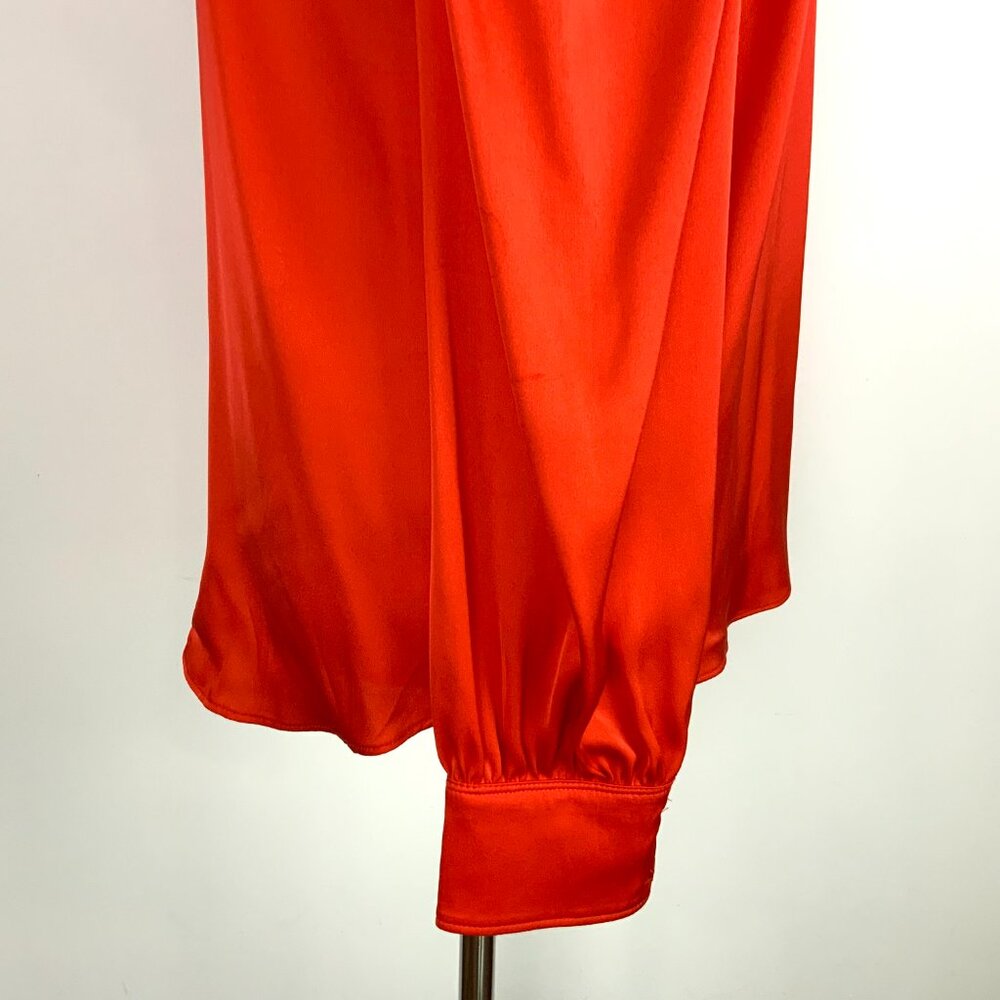Trina Turk Silk Cold Shoulder Mitchell Scarlet Red Blouse​​ Medium - Picture 8 of 16